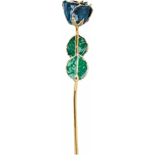 JDSP61-9046 - Lacquered Sparkle Blue Colored Rose with Gold Trim - Johnny Dang & Co
