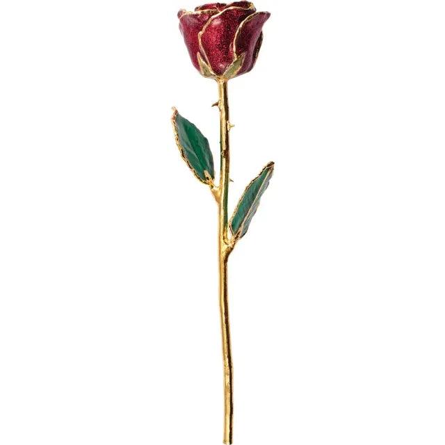 JDSP 61-9109 Lacquered Ruby Colored Sparkle Rose with Gold Trim - Johnny Dang & Co