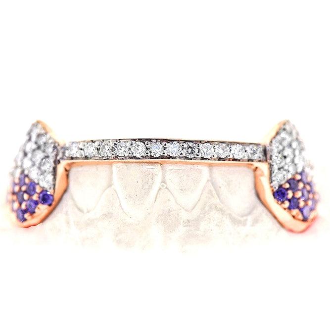 6 TEETH FANGS WITH FRONT BAR DIAMOND GRILL - Johnny Dang & Co