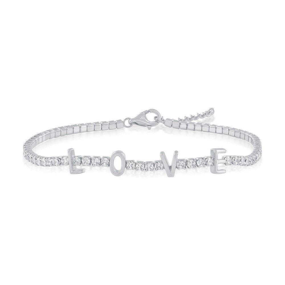 Sterling Silver, 'Love' Tennis, CZ Bracelet - Johnny Dang & Co