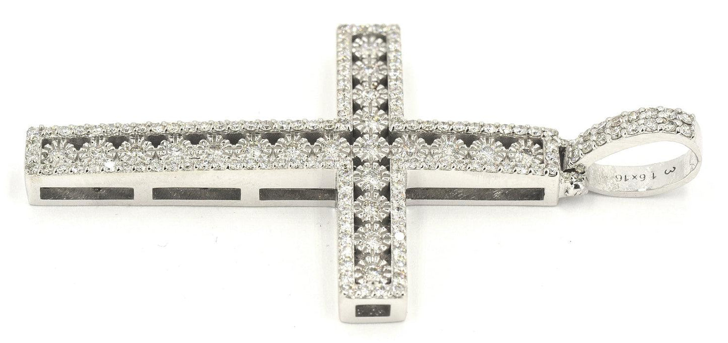 JDTK-H23-237 - Illusion Setting 2.10cttw Diamond Cross 2.6"x1.4" - Johnny Dang & Co