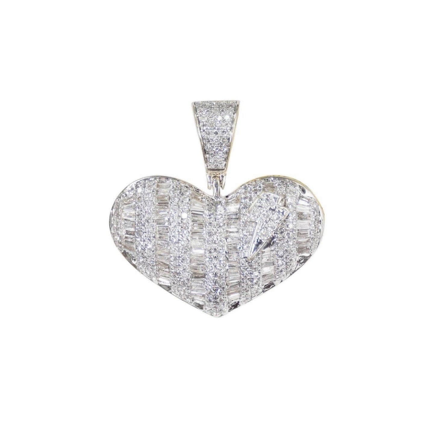 Wide Heart Baguette Pendant - Johnny Dang & Co