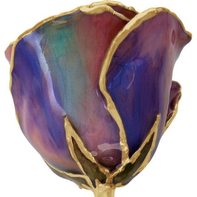 JDSP61-9063 LACQUERED OCTOBER OPAL COLORED ROSE WITH GOLD TRIM - Johnny Dang & Co