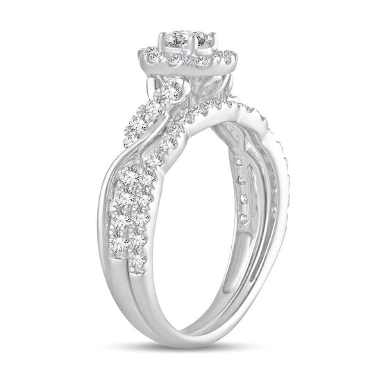 14K 1.00CT Fancy Cut Bridal Ring - Johnny Dang & Co