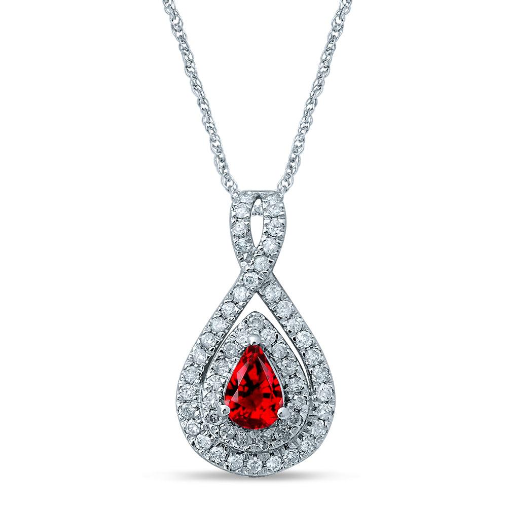 14K 0.33CT Diamond Ruby Pendant - Johnny Dang & Co