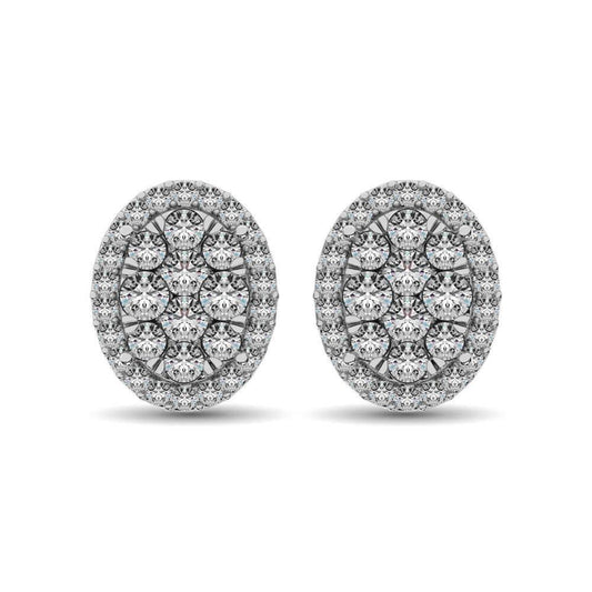 JDTK-62390W-E-6- Oval Shaped 1.2 ct tw Diamond Earrings in 14K Gold - Johnny Dang & Co