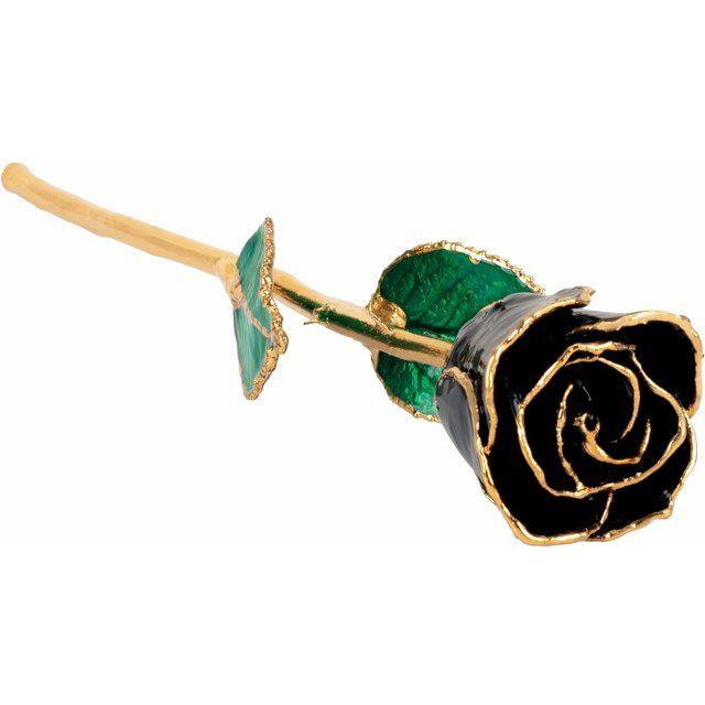 24K store Lacquered Rose with trimmed gold