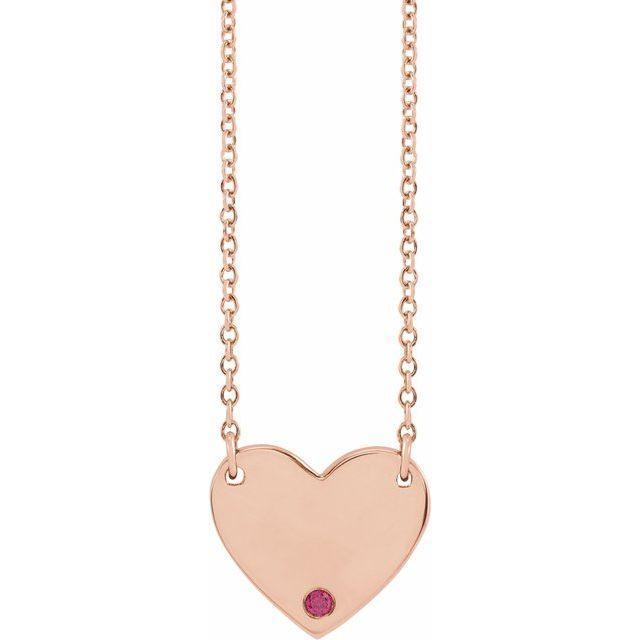 Natural Ruby Engravable Heart 18" Necklace - Johnny Dang & Co