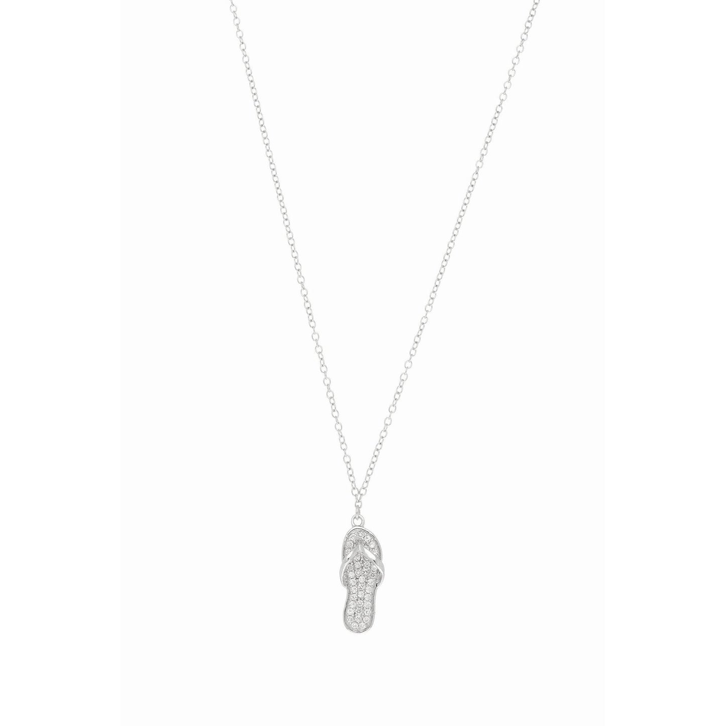 Silver CZ Flip Flop Necklace 18" - Johnny Dang & Co