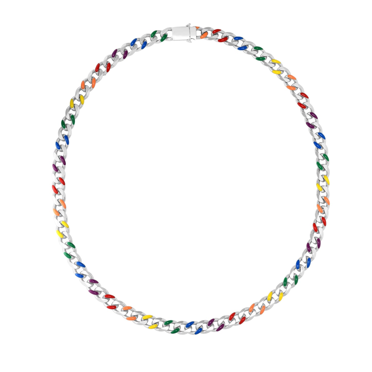 Silver Rainbow Miami Cuban Necklace - Johnny Dang & Co