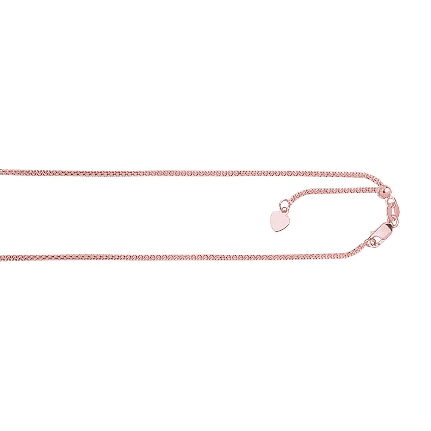 14kt 22 inches Rose Gold 1.3mm Diamond Cut Adjustable Popcorn Chain with Lobster Clasp+ Hearing Charm - Johnny Dang & Co