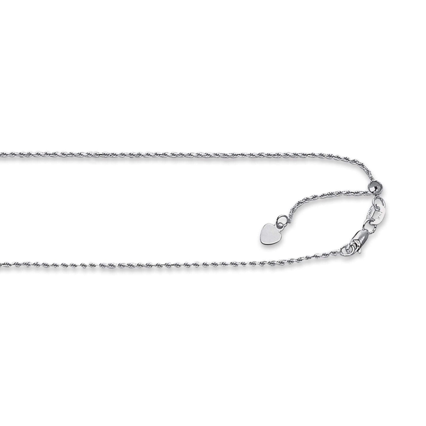 14kt 22 inches White Gold 1.0mm Diamond Cut Adjustable Royal Rope Chain with Lobster Clasp - Johnny Dang & Co