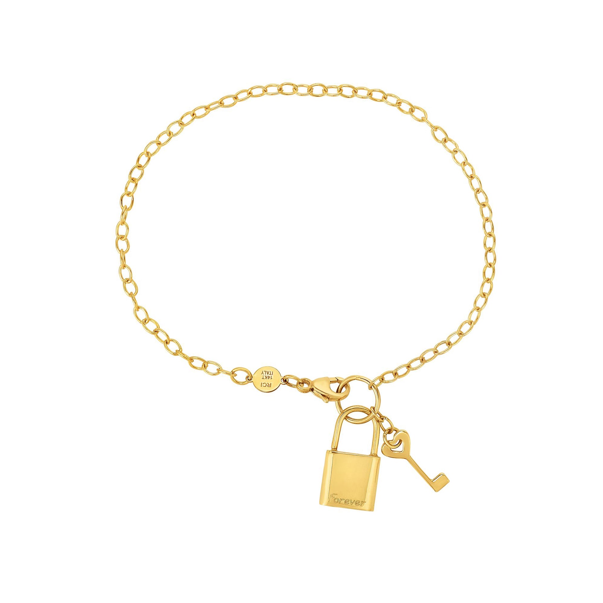 Gold Padlock and Keys Charm Bracelet