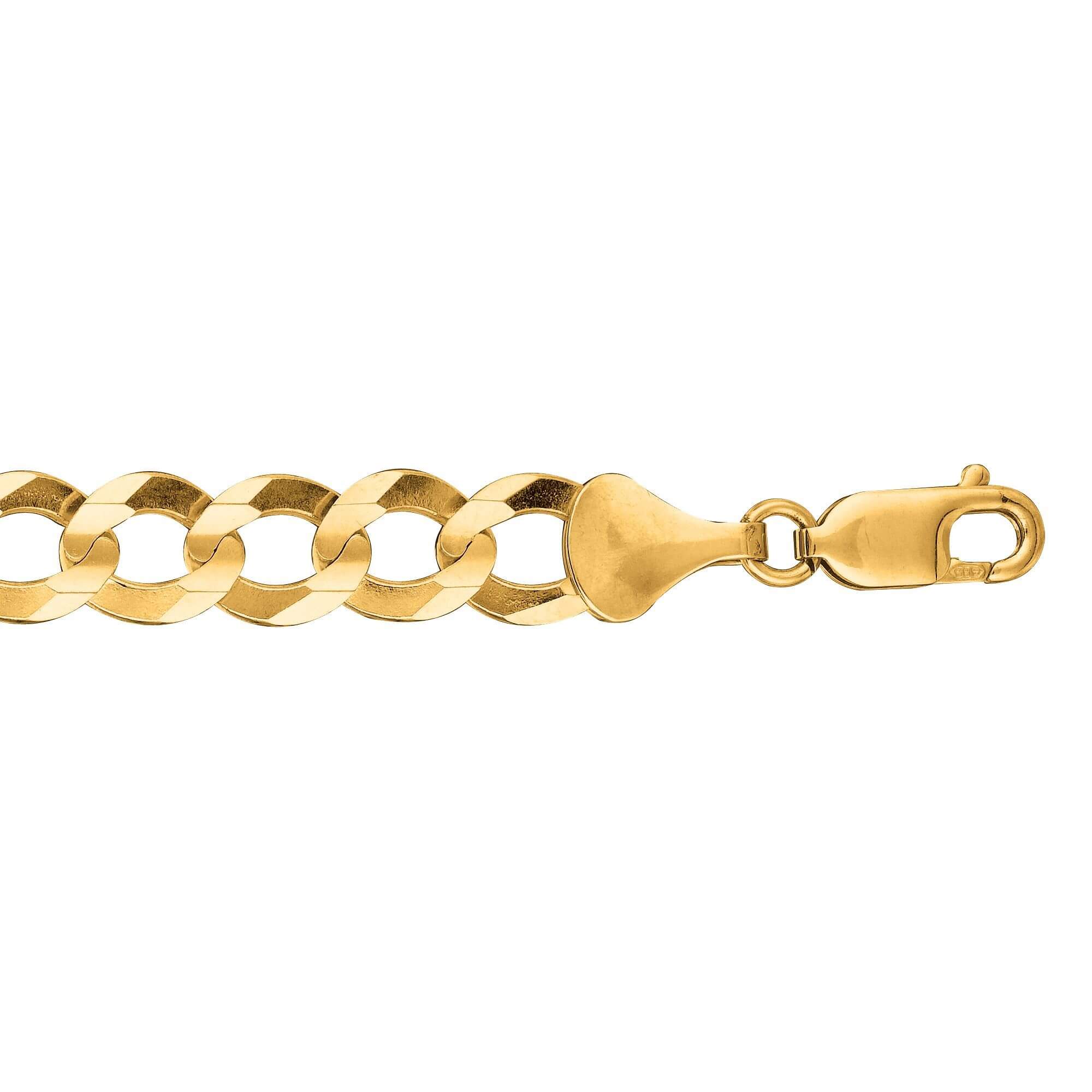 14K Yellow Gold 5.7mm Diamond-Cut Comfort Curb Chain Bracelet - 8