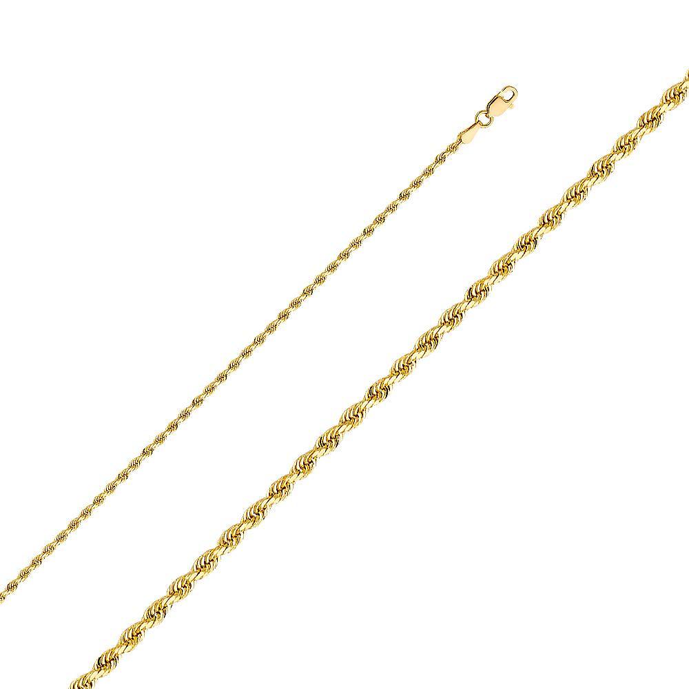 Solid Rope Chain Necklace 10K Yellow Gold 24