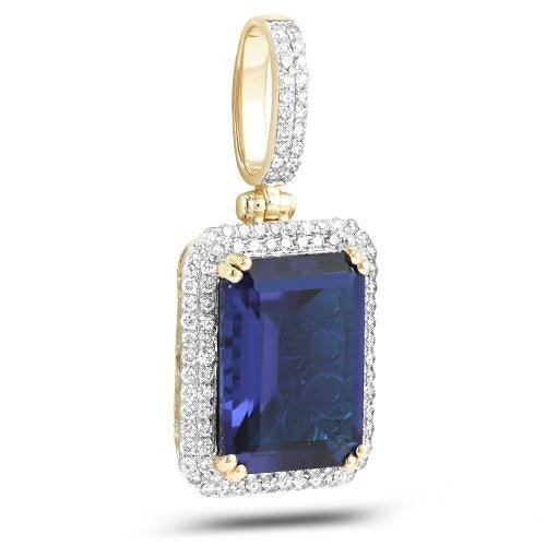 10KY 1.15CTW DIAMOND PENDANT WITH 12.78CT SYNTHETI - Johnny Dang & Co