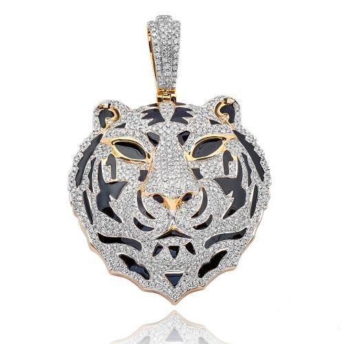 10KY 8.00CTW DIAMOND TIGER HEAD PENDANT - Johnny Dang & Co
