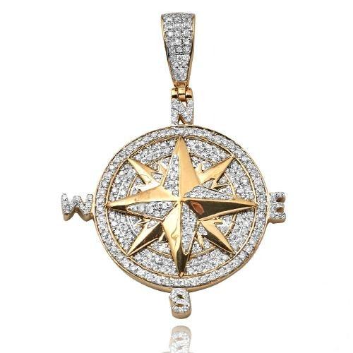 10KY 1.00CTW DIAMOND COMPASS PENDANT - SMALL - Johnny Dang & Co