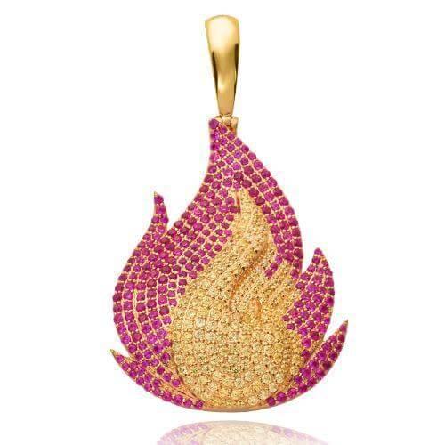 14KY 4.25CTW YELLOW AND RED MULTI-SAPPHIRE FIRE EM - Johnny Dang & Co