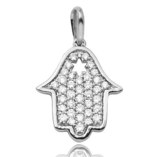 14KW 0.20CTW DIAMOND HAMZA PENDANT - - Johnny Dang & Co