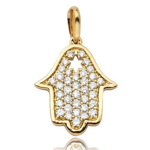 14KY 0.20CTW DIAMOND HAMZA PENDANT - 0.5" - Johnny Dang & Co