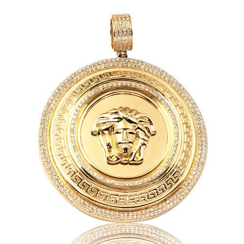 14KY 2.65CTW DIAMOND MEDUSA MEDALLION - 3 ROW BORD - Johnny Dang & Co