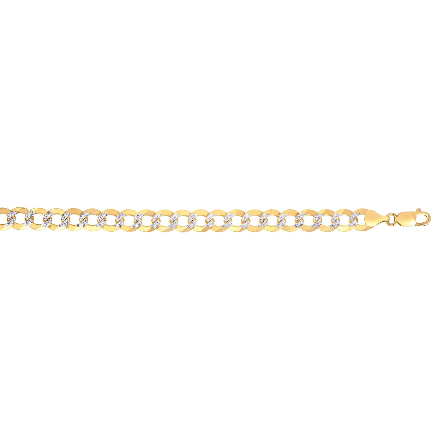 14K Gold 12.18mm White Pave Curb Chain - Johnny Dang & Co