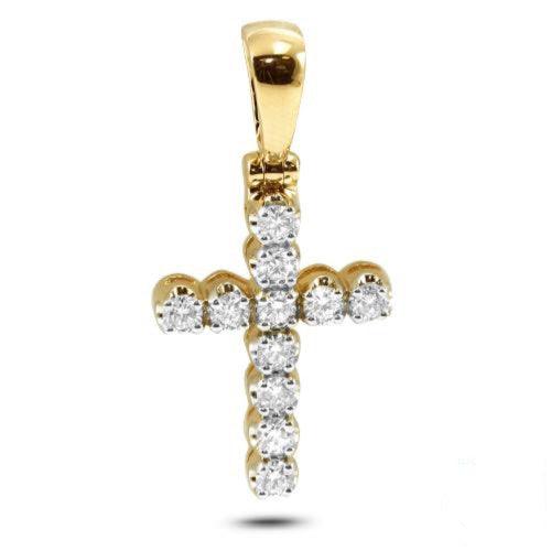 14KY 1.00CTW 11-STONE DIAMOND CROSS - Johnny Dang & Co