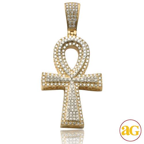 10KY 1.75CTW DIAMOND 3-D ANKH CROSS PENDANT - Johnny Dang & Co