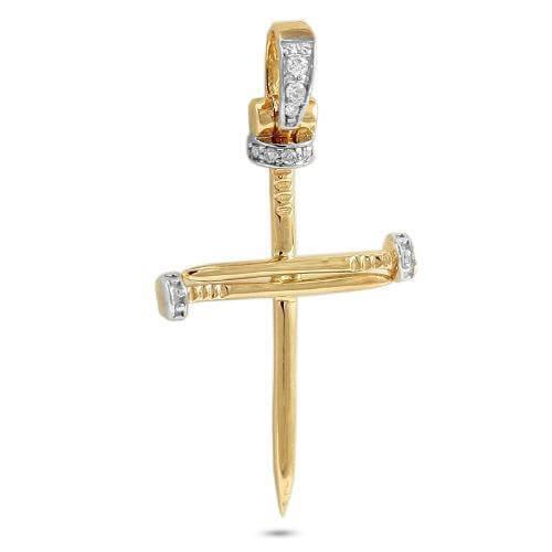14KY 0.05CTW DIAMOND NAILS CROSS PENDANT - Johnny Dang & Co