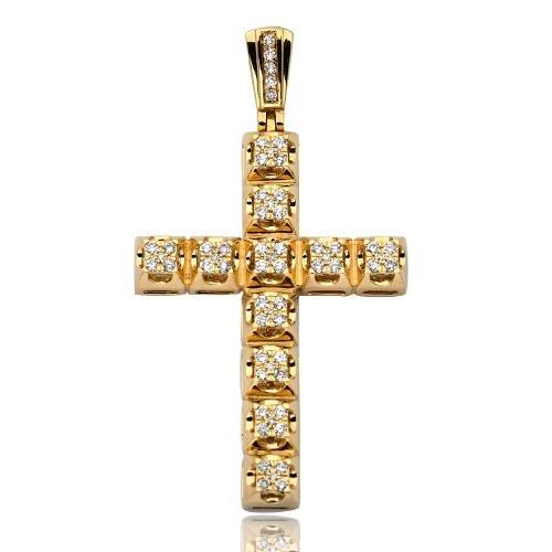 10KY 1.00CTW DIAMOND PRONG SET SQUARE CLUSTER CROS - Johnny Dang & Co