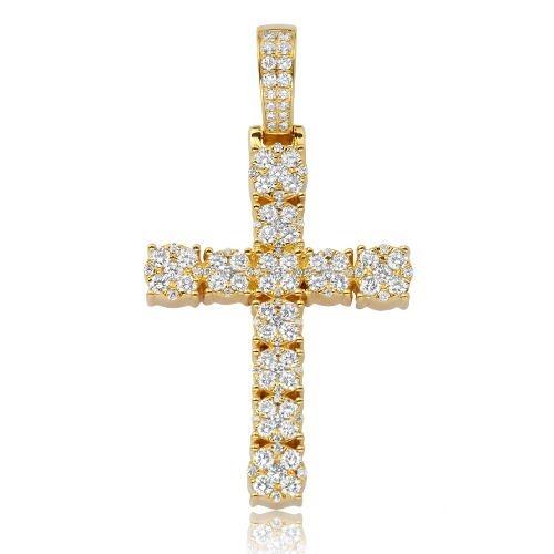 14KY 2.50CTW FLOWER DIAMOND CROSS PENDANT - Johnny Dang & Co