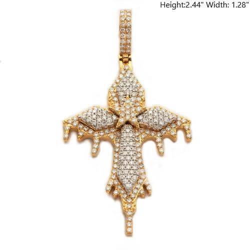 14KY+W 2.35CTW DRIPPING DIAMOND POINTED CROSS - Johnny Dang & Co