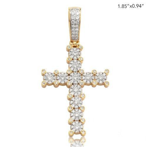14KY 1.15CTW FLEUR DIAMOND CROSS PENDANT - Johnny Dang & Co