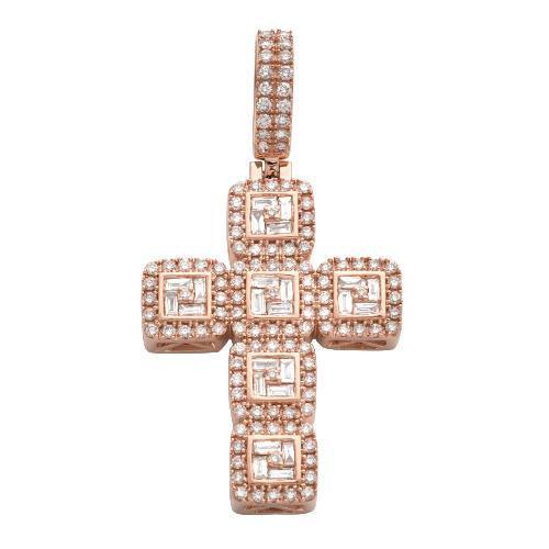 14KR 1.80CTW BAGUETTE DIAMOND CROSS PENDANT - Johnny Dang & Co