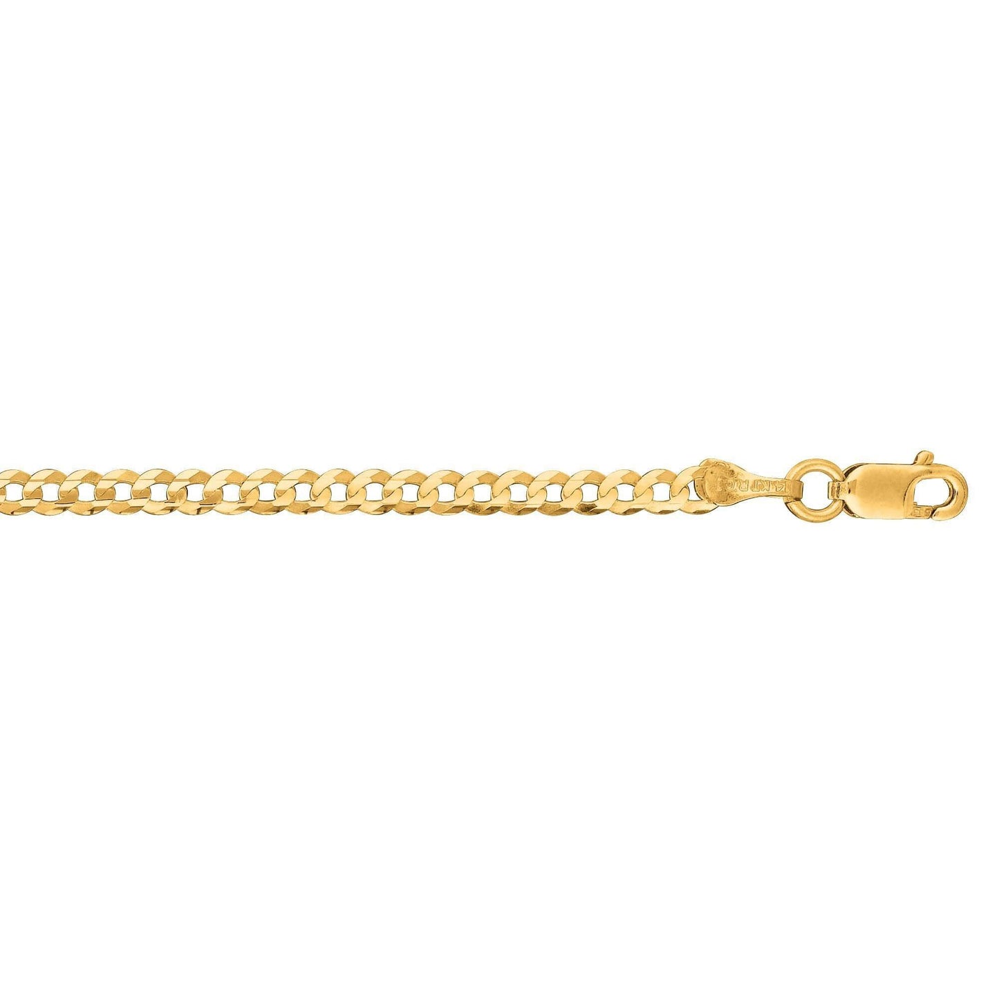 14kt Yellow Gold 10 inches 2.60mm Shiny Curb Type Chain Anklet with Lobster Clasp - Johnny Dang & Co