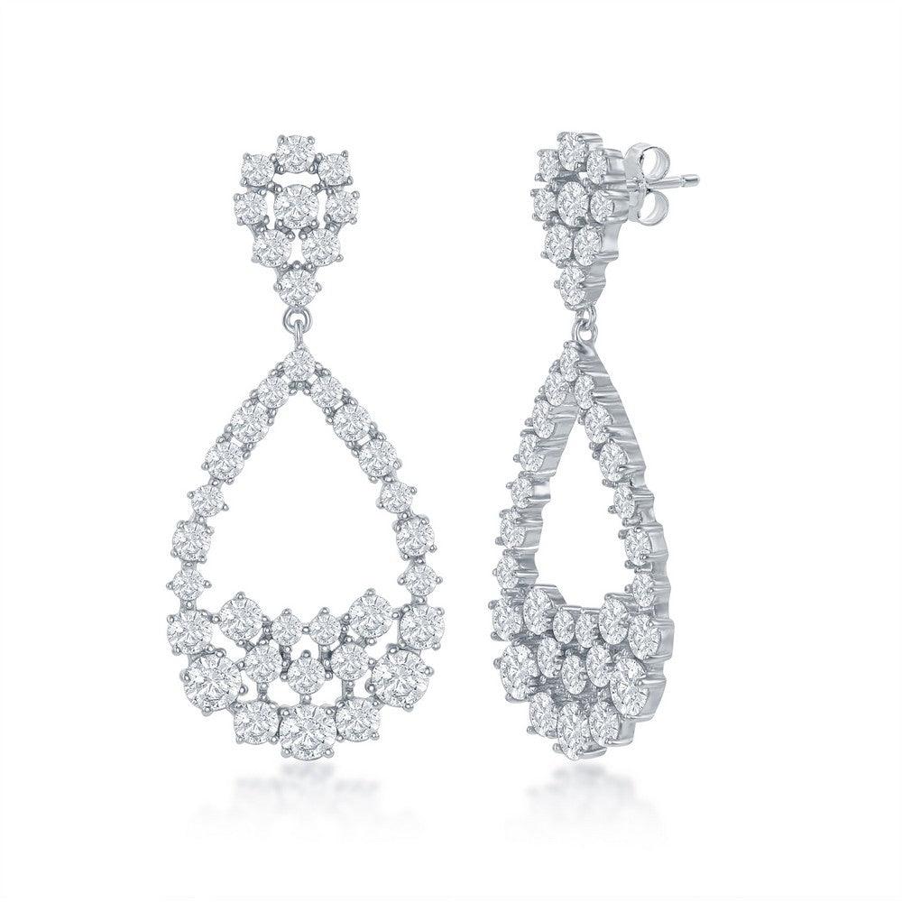 Sterling Silver Large Pearshaped CZ Earrings - Johnny Dang & Co