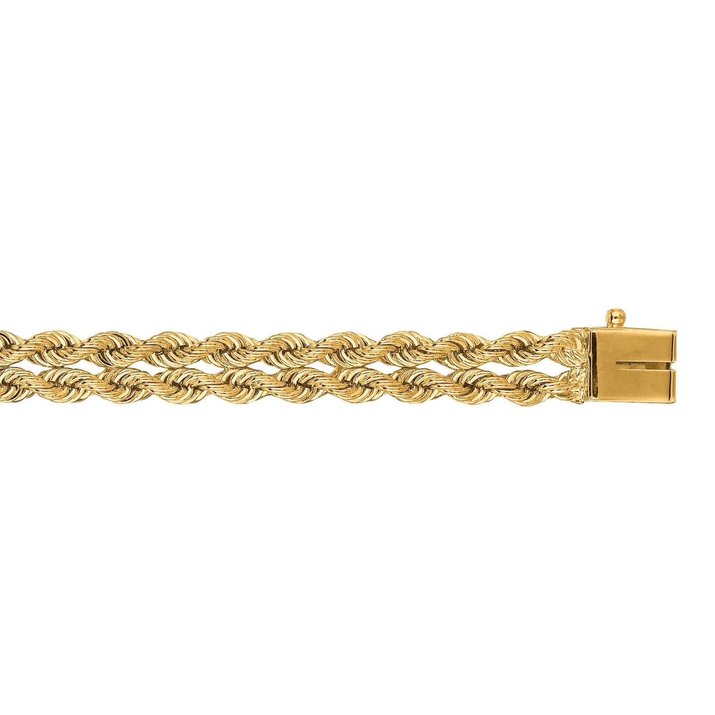 14kt 7 inches Yellow Gold 6.0mm Diamond Cut Multi Line Rope Chain with Box Catch Clasp - Johnny Dang & Co