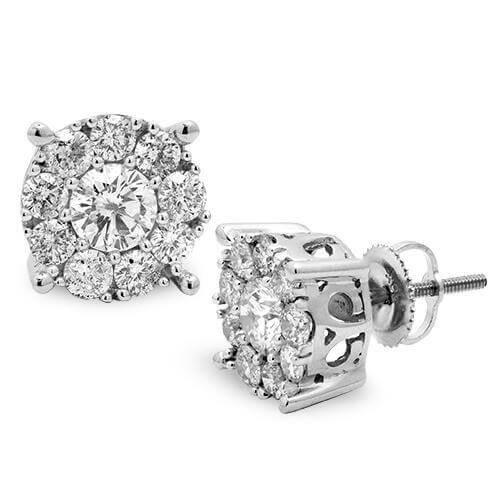 14KW 2.00CTW DIAMOND FLEUR STUD EARRINGS - Johnny Dang & Co