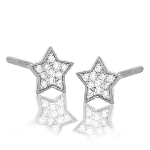 14KW 0.10CTW DIAMOND FLAT STAR EARRING STUDS - Johnny Dang & Co