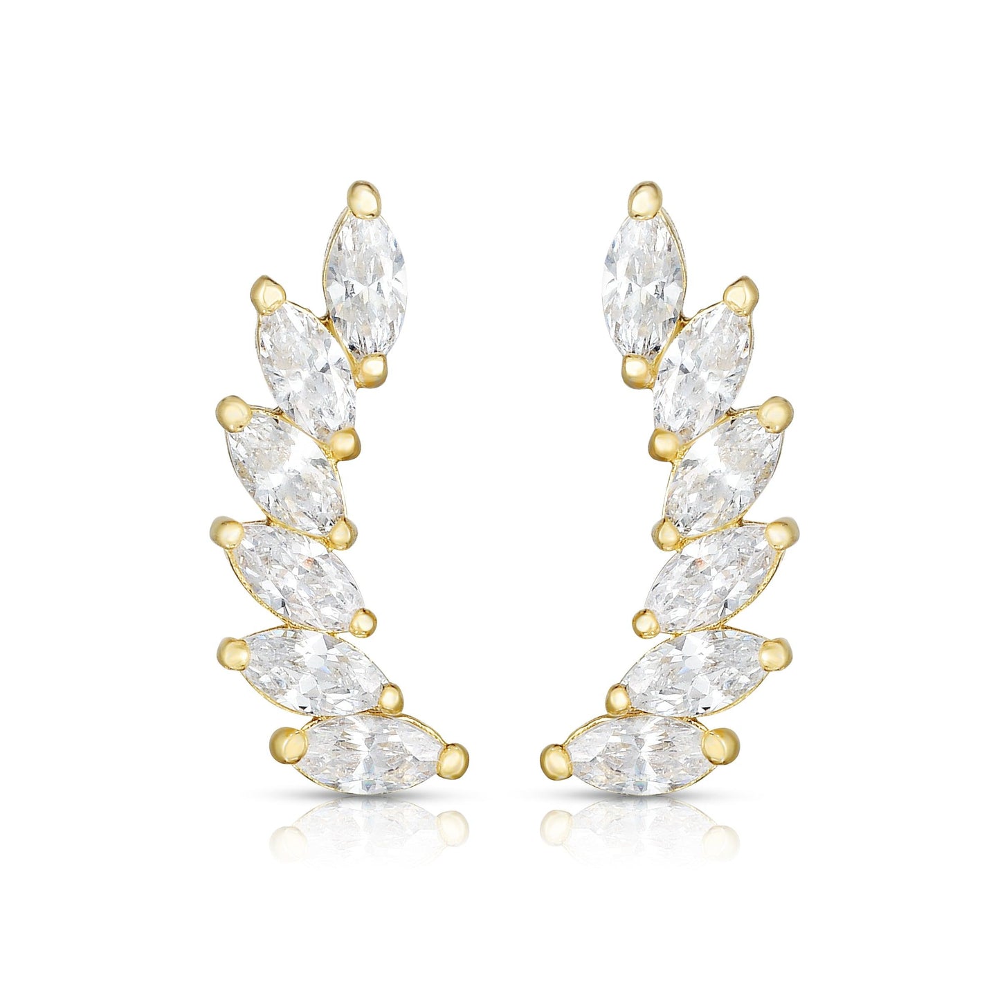 14K Gold Marquise CZ Ear Climber - Johnny Dang & Co