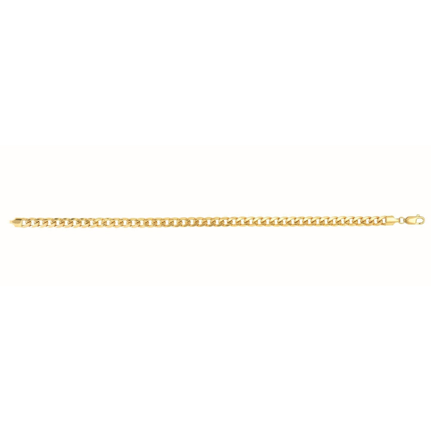 14kt Gold 20 inches Yellow Finish 4.5mm Light Miami Cuban Bracelet with Lobster Clasp - Johnny Dang & Co