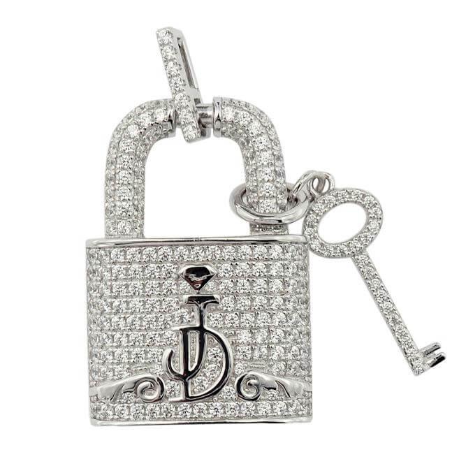 Louis Vuitton 18k White Gold Diamond Lock and Keys Pendant
