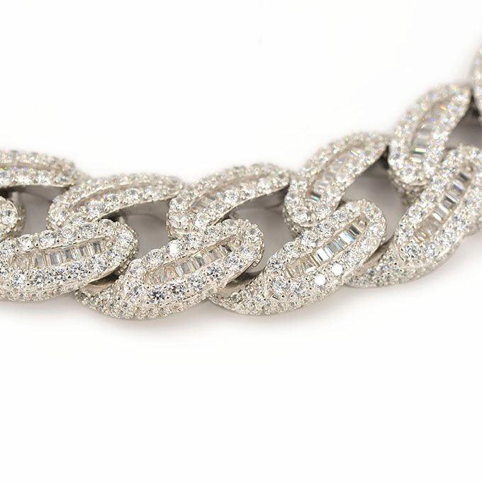 JDB1013 - Silver Baguette Cuban Bracelet - Johnny Dang & Co