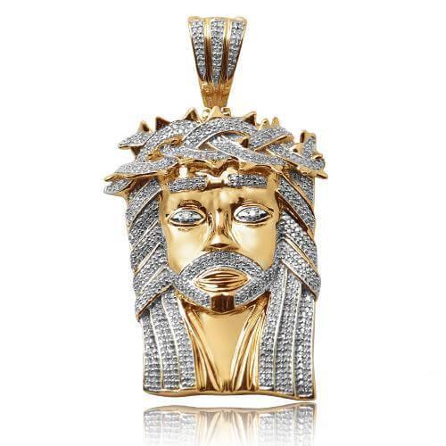 10KY 1.85CTW DIAMOND JESUS PENDANT - Johnny Dang & Co