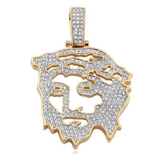 10KY 0.55CTW DIAMOND OPEN FACE JESUS PENDANT - Johnny Dang & Co