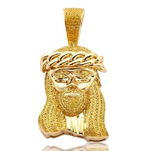 10KY 1.10CTW YELLOW DIAMOND MIAMI CUBAN JESUS PEND - Johnny Dang & Co