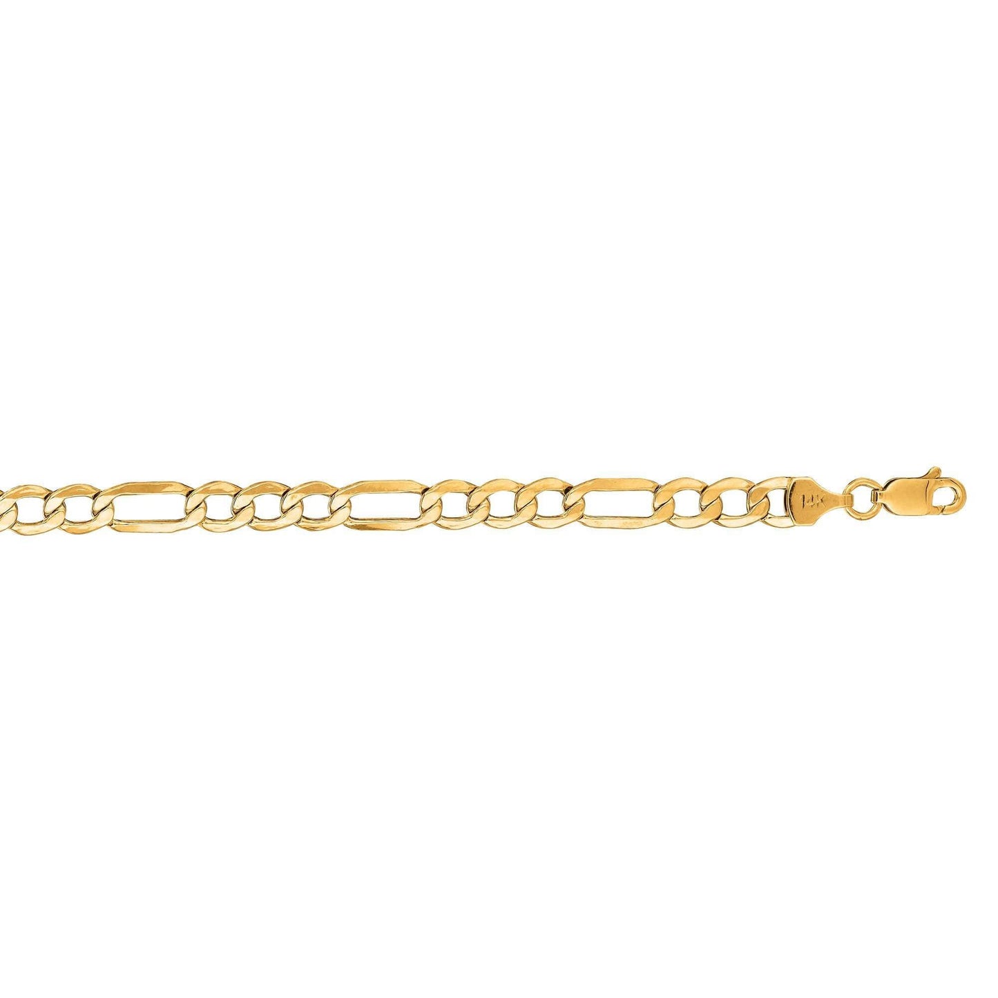14kt 18 inches Yellow Gold 5.4mm Diamond Cut Alternate 3+1 Figaro Lite Chain with Lob ster Clasp - Johnny Dang & Co