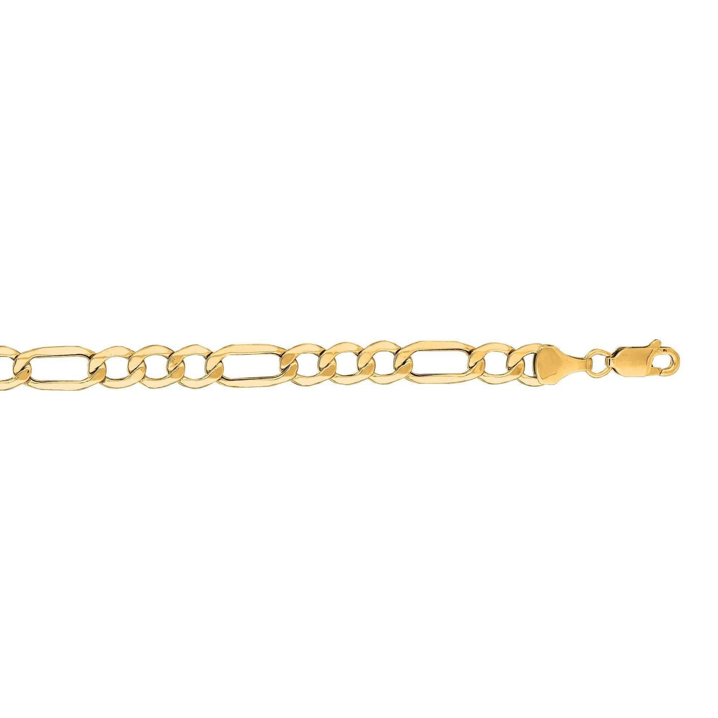 14kt 18 inches Yellow Gold 6.5mm Diamond Cut Alternate 3+1 Figaro Lite Chain with Lob ster Clasp - Johnny Dang & Co