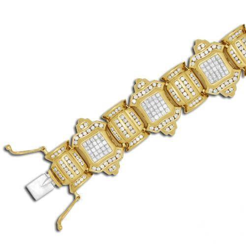 14KY 11.50CTW INVISIBLE PC DIAMOND MENS BRACELET - Johnny Dang & Co